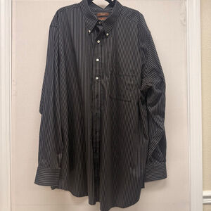 Men's Oak Hill Black & White Striped Dress Shirt 3XLT